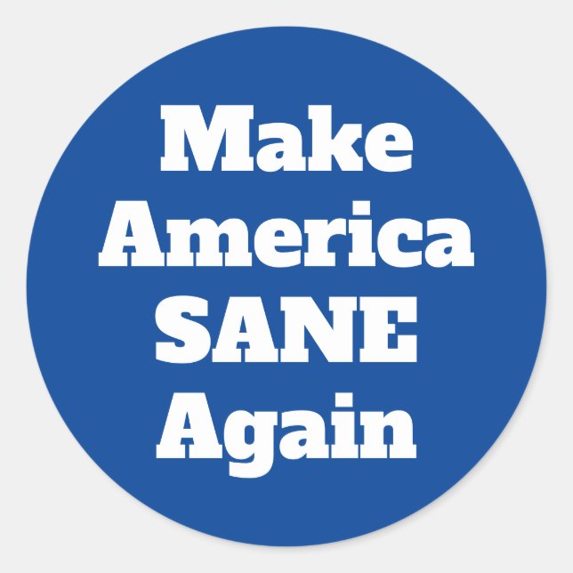 Make America Sane Again Political Expression Quote Classic Round Sticker (Front)