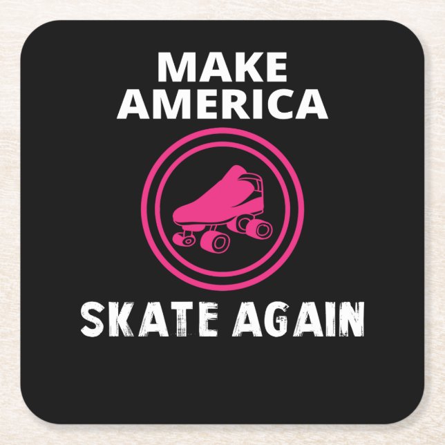 Make America Skate Again Square Paper Coaster (Front)