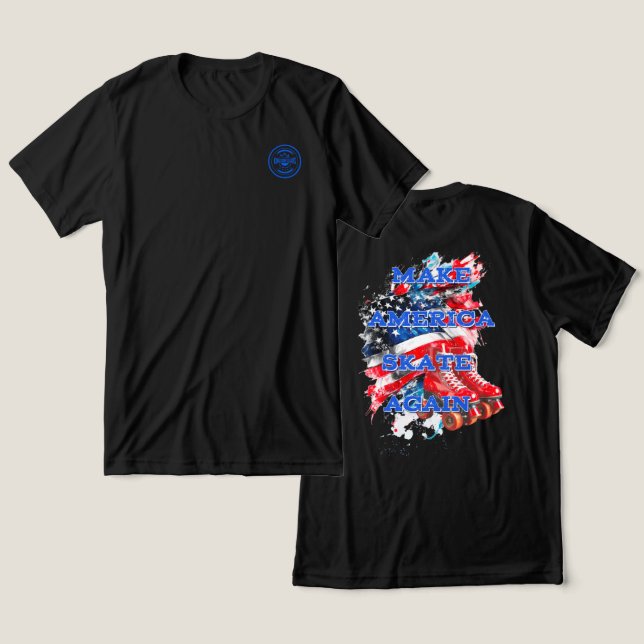 Make America Skate Again with flag - back design Tri-Blend Shirt (Design Front & Back)