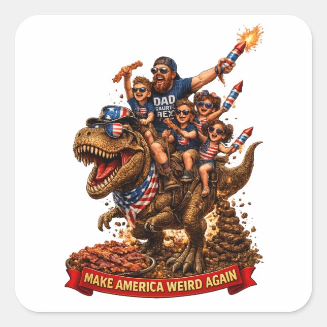 Make America Weird Again Family Square Sticker (Front)