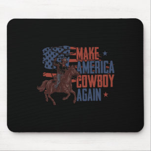 Make America Western Cowboy Again Retro 4th Of Jul Mouse Pad