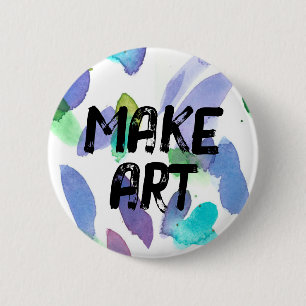 Make Art Inspiring Artist Paintbrush Strokes Blue 6 Cm Round Badge