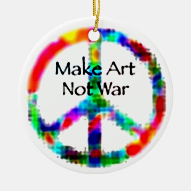 Make Art Not War Ceramic Tree Decoration (Front)