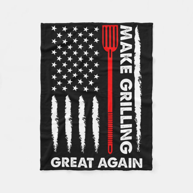 Make Barbecuing Great 4th July Fun Bbq Pitmaster  Fleece Blanket (Front)