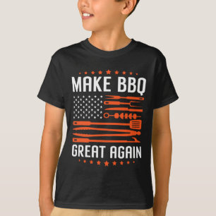 Make Bbq Great Again Us Flag Trump Grilling Barbec T-Shirt