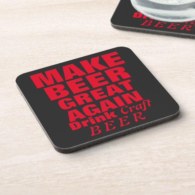 Make Beer Great Again Red Text Coaster (Left Side)