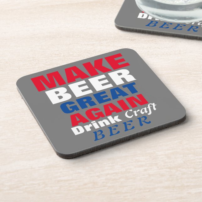 Make Beer Great Again -Red White Blue Coaster (Left Side)