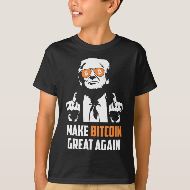 Make Bitcoin Great Again Funny Maga Pro Trump  T-Shirt (Front)