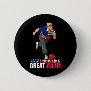 Make Bowling Great Again - Funny Trump Bowling Gif 6 Cm Round Badge