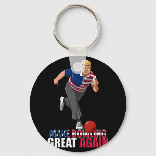 Make Bowling Great Again - Funny Trump Bowling Gif Key Ring