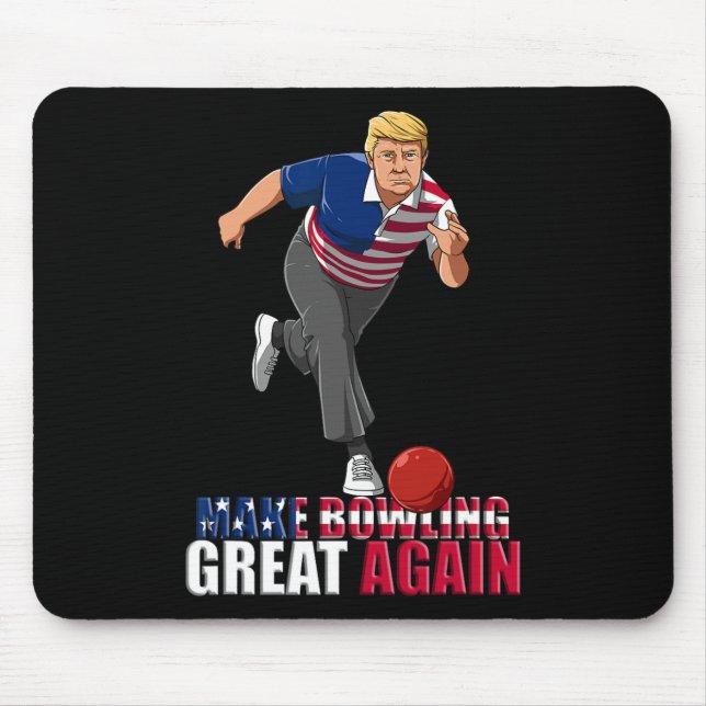 Make Bowling Great Again - Funny Trump Bowling Gif Mouse Pad (Front)