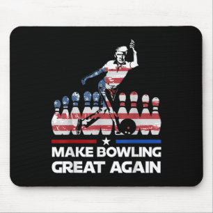 Make Bowling Great Again Funny Trump Us Flag Mouse Pad