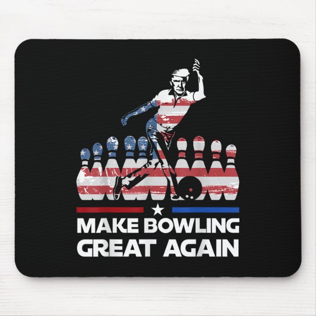 Make Bowling Great Again Funny Trump Us Flag Mouse Pad (Front)
