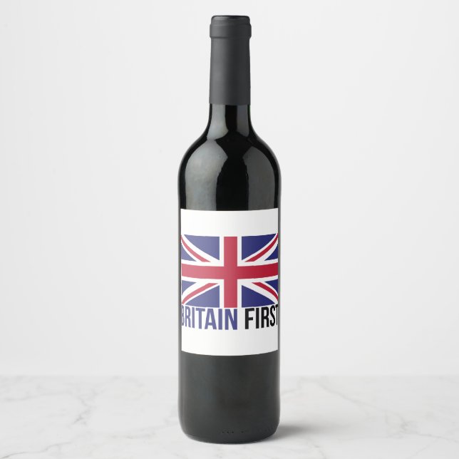 Make Britain Great Again UK First Flag #Brexit Wine Label (Front)