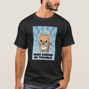 Make Bubbles No Troubles Cute Fox In Diving Suit T-Shirt