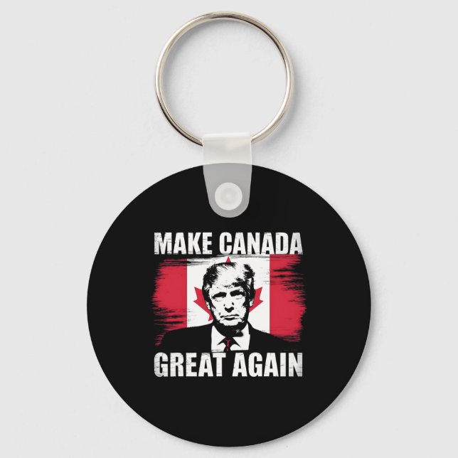 Make Canada Great Again Funny Trump Canadian Flag  Key Ring (Front)