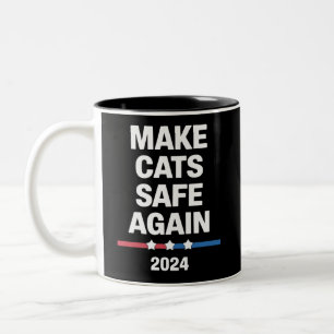 Make Cats Safe Again Funny 2024 Presidential Two-Tone Coffee Mug
