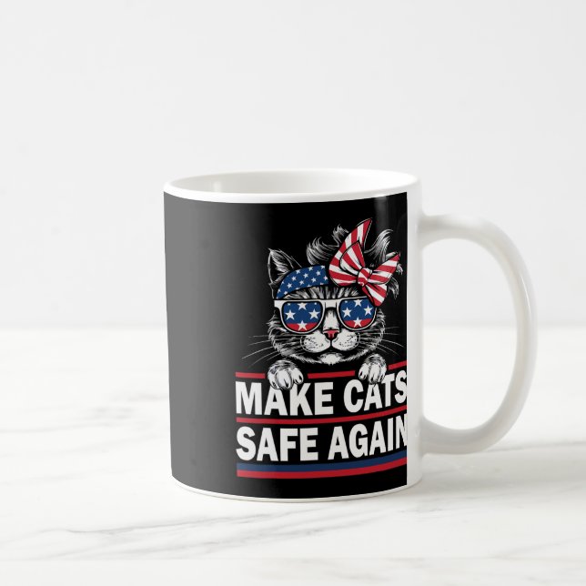 Make Cats Safe Again Funny Cat Lover Usa Flag  Coffee Mug (Right)