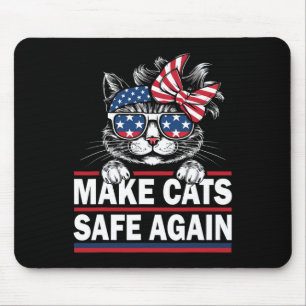 Make Cats Safe Again Funny Cat Lover Usa Flag  Mouse Pad