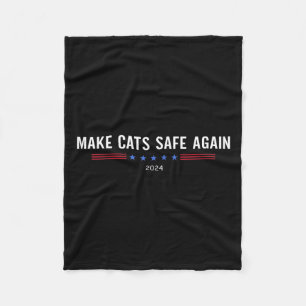 Make Cats Safe Again Funny Trump Harris Debate 202 Fleece Blanket