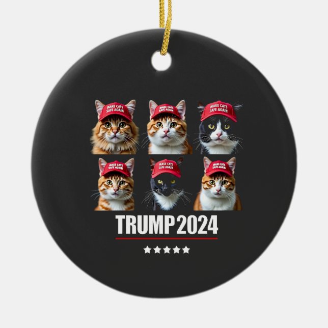 Make Cats Safe Again Maga Trump Election Ceramic Tree Decoration (Front)