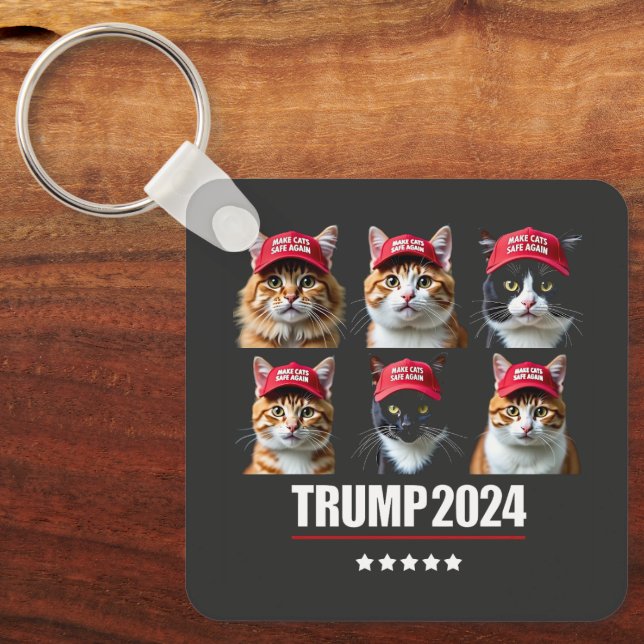 Make Cats Safe Again Maga Trump Election Key Ring (Front)