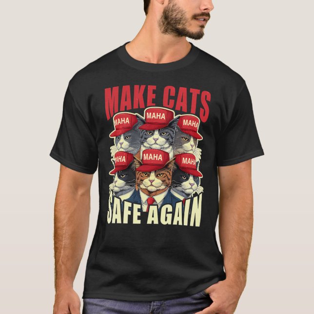 Make Cats Safe Again Red Cat Hat Maha 2024 Debate  T-Shirt (Front)