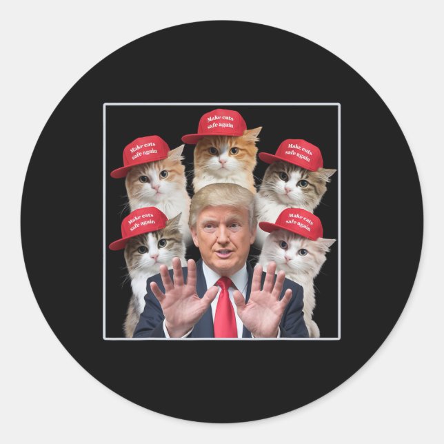 Make Cats Safe Again Trump 2024 Red Hat Make Pets  Classic Round Sticker (Front)