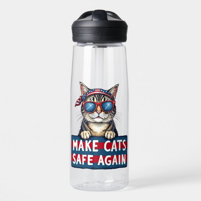 Make Cats Safe Again Trump Election Vote   Water Bottle (Front)