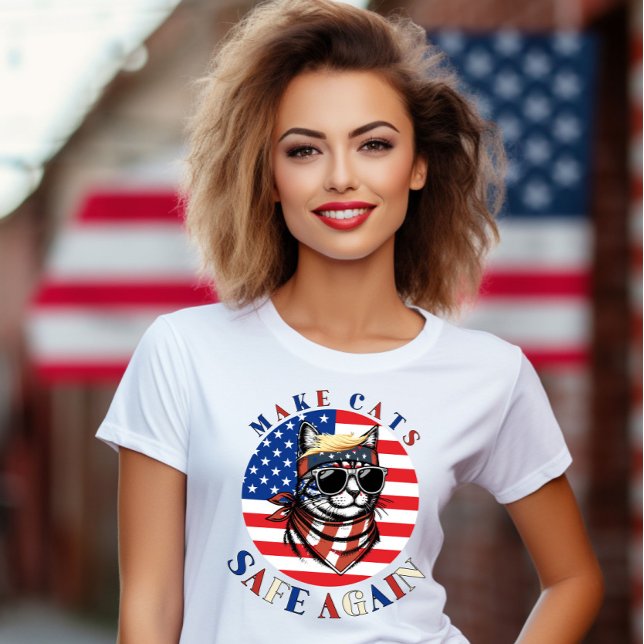 Make Cats Safe Again USA Election 2024 Fun  T-Shirt (Creator Uploaded)
