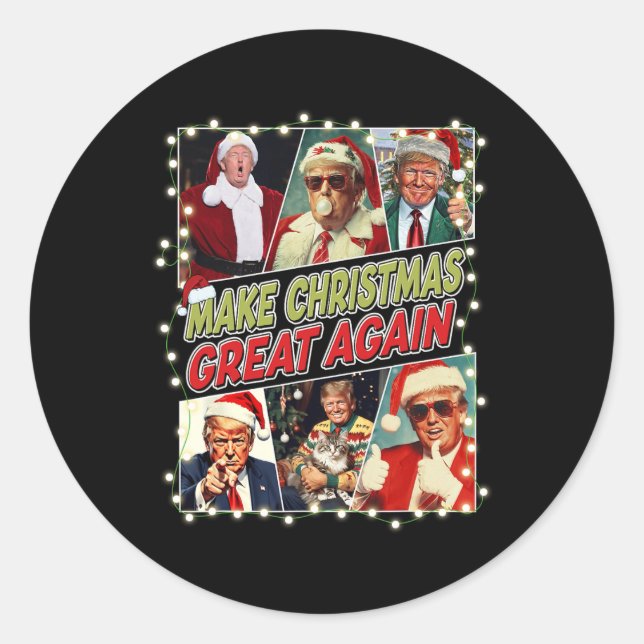 Make Christmas Great Again Donald Trump Mega  Classic Round Sticker (Front)