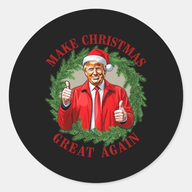 Make Christmas Great Again Donald Trump Mega  Classic Round Sticker (Front)