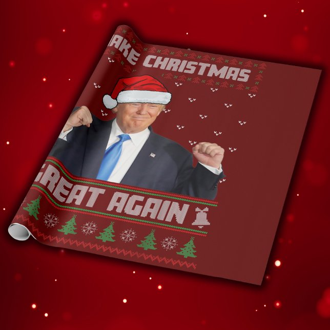 Make Christmas Great Again Donald Trump Xmas Funny Wrapping Paper (Creator Uploaded)