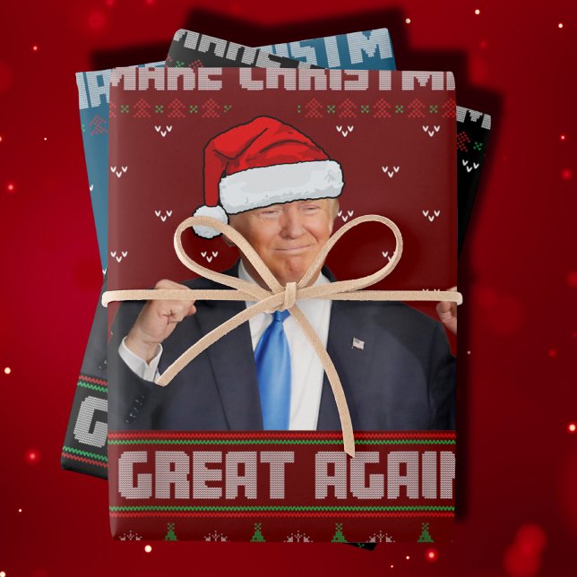 Make Christmas Great Again Donald Trump Xmas Funny Wrapping Paper Sheet (Creator Uploaded)