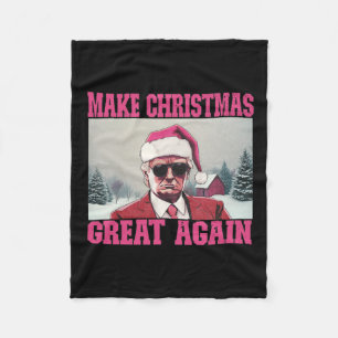Make Christmas Great Again Funny Santa Claus Trump Fleece Blanket