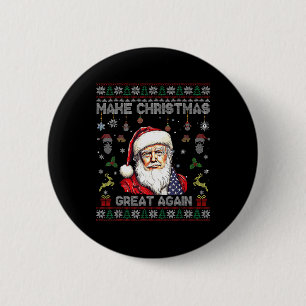 Make Christmas Great Again Funny Santa Trump 2024  6 Cm Round Badge