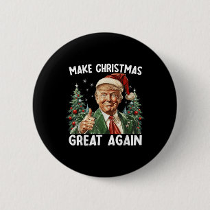 Make Christmas Great Again Funny Santa Trump 2024  6 Cm Round Badge