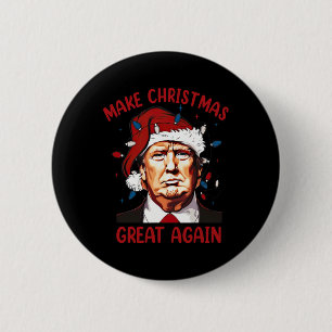 Make Christmas Great Again Funny Santa Trump 2024  6 Cm Round Badge