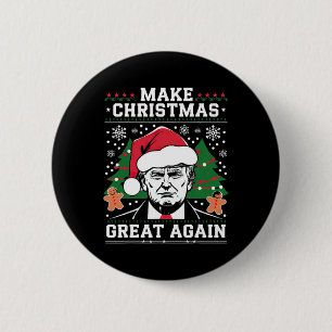 Make Christmas Great Again Funny Santa Trump 2024  6 Cm Round Badge