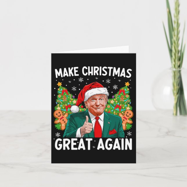 Make Christmas Great Again Funny Santa Trump 2024  Card (Front)