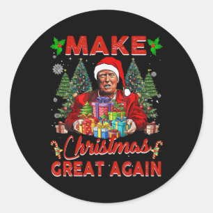 Make Christmas Great Again Funny Santa Trump 2024  Classic Round Sticker