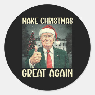 Make Christmas Great Again Funny Santa Trump 2024  Classic Round Sticker