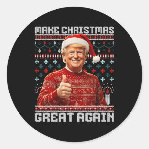 Make Christmas Great Again Funny Santa Trump 2024  Classic Round Sticker