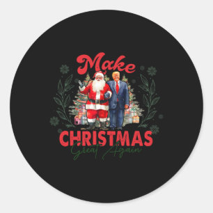 Make Christmas Great Again Funny Santa Trump 2024  Classic Round Sticker