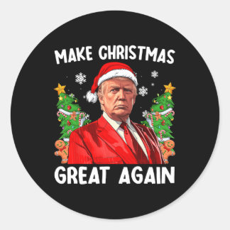 Make Christmas Great Again Funny Santa Trump 2024 Classic Round Sticker
