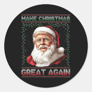 Make Christmas Great Again Funny Santa Trump 2024  Classic Round Sticker