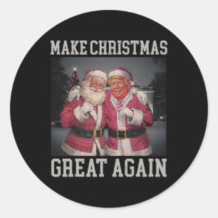 Make Christmas Great Again Funny Santa Trump 2024  Classic Round Sticker