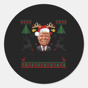 Make Christmas Great Again Funny Santa Trump 2024  Classic Round Sticker