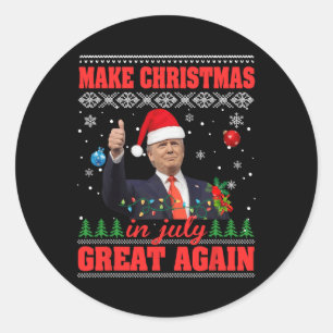 Make Christmas Great Again Funny Santa Trump 2024  Classic Round Sticker