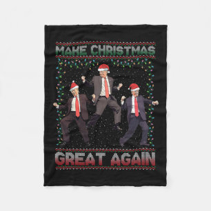 Make Christmas Great Again Funny Santa Trump 2024  Fleece Blanket